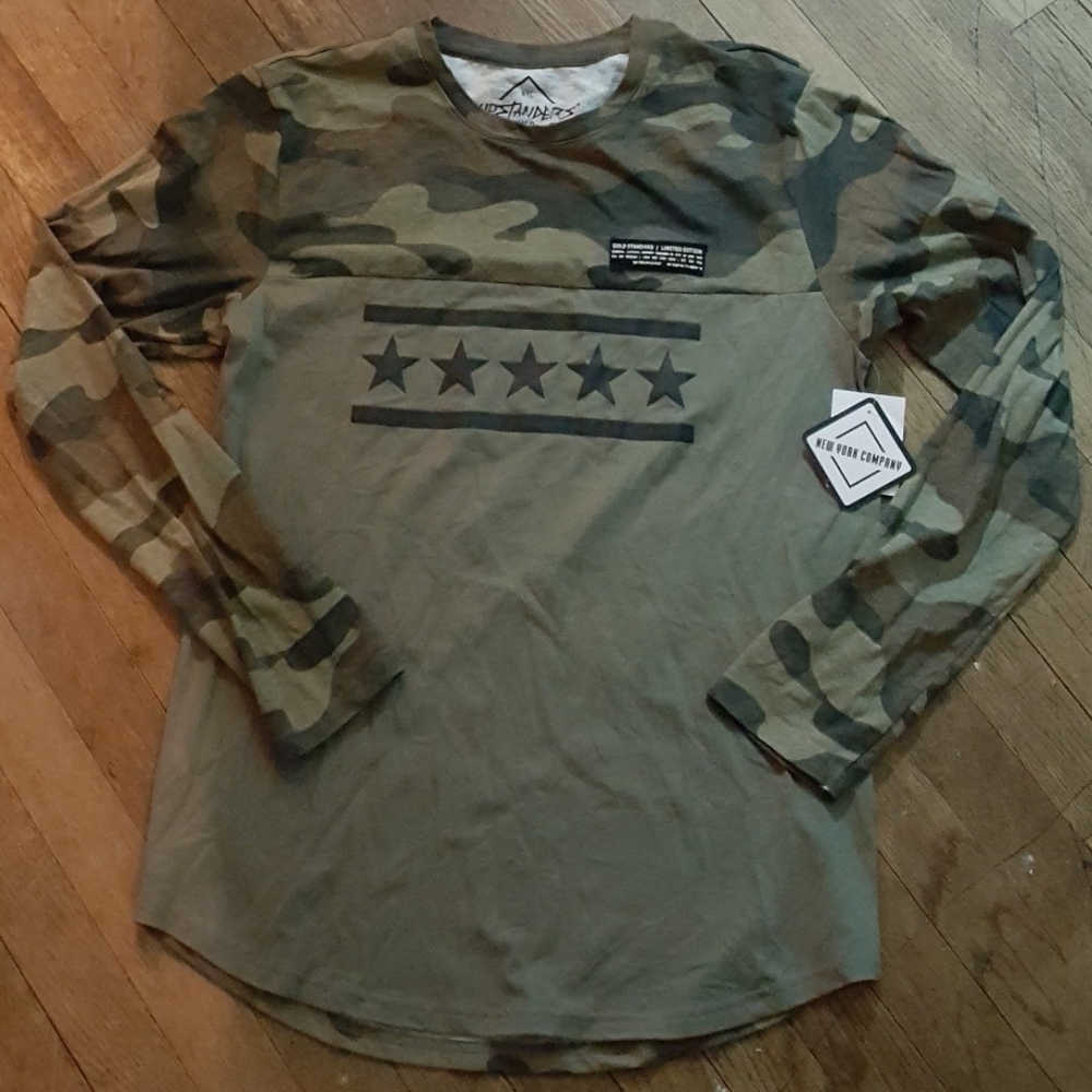NEW! Camouflage Army Olive Green Long Sleeve Tee